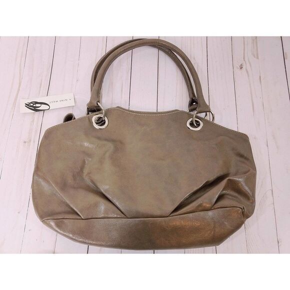 NWT Nine West Eden Greige Grey Beige Satchel Handbag Purse - Picture 3 of 4